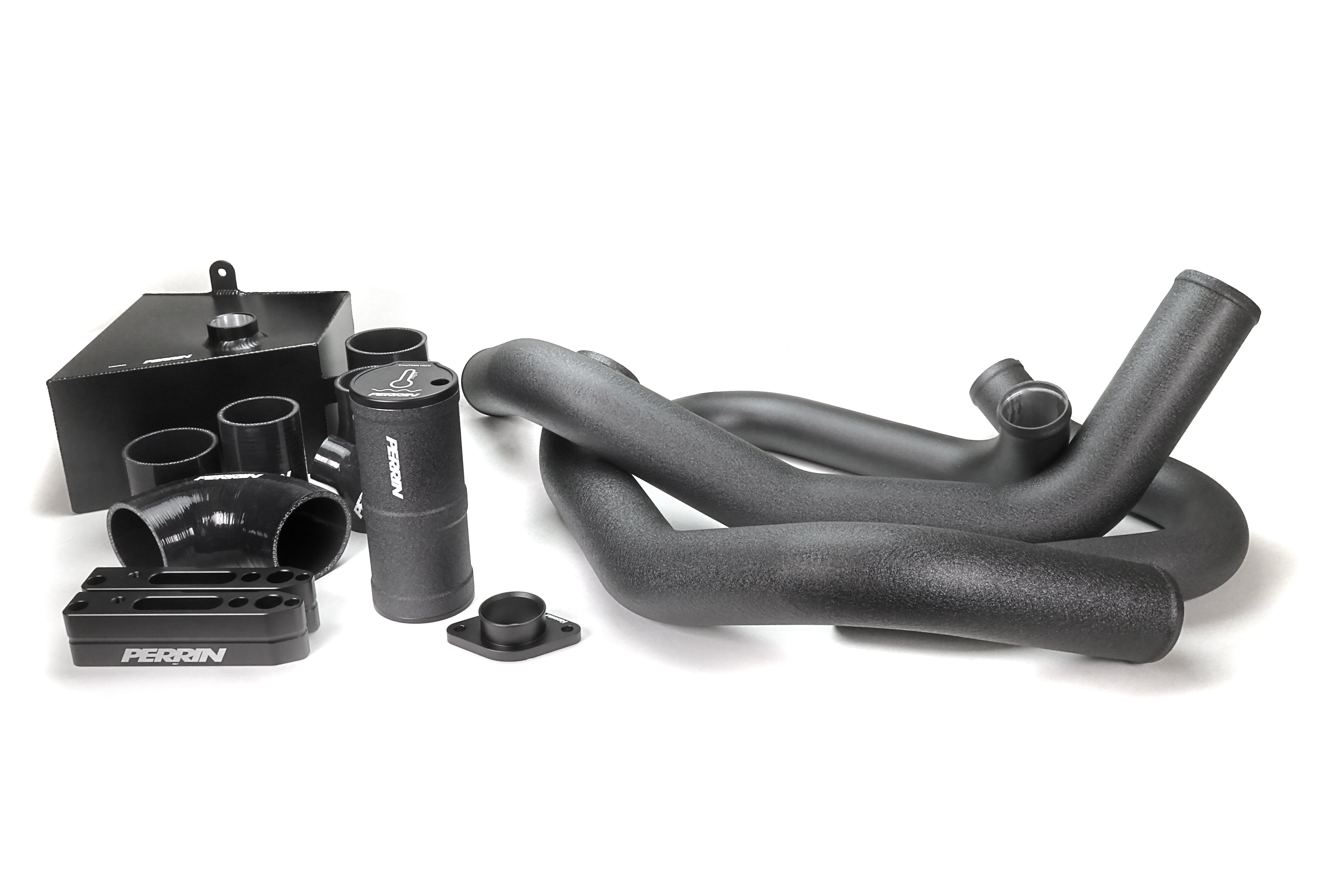 PERRIN Front Mount Intercooler Kit with black piping for 2015-2021 WRX.
