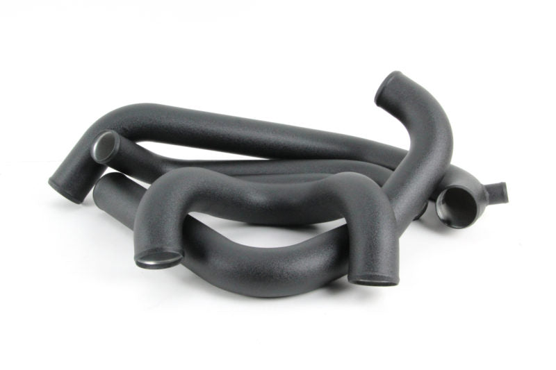 Front mount intercooler kit hoses for 2015-2021 Subaru STI, featuring durable black silicone construction.