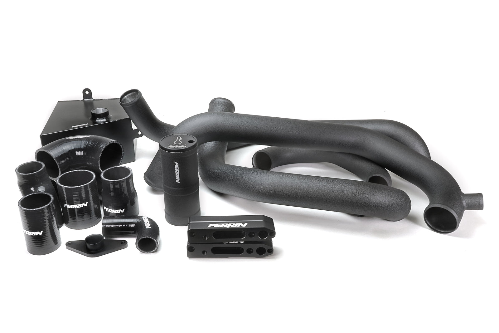 PERRIN Front Mount Intercooler Kit with black piping for 2015-2021 STI.