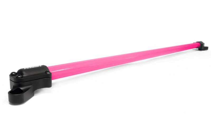 Pink strut brace designed for BRZ, FR-S, 86, and GR86 models, enhancing vehicle stability and handling performance.