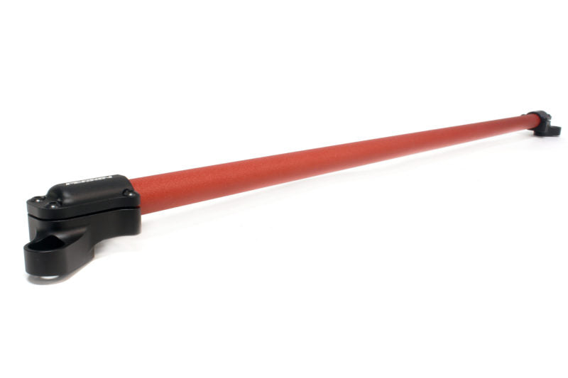 Red strut brace for BRZ/FR-S/86/GR86, featuring durable end mounts for enhanced vehicle stability and performance.