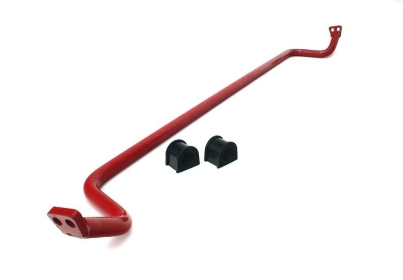 Front sway bar for 2015-2021 Subaru STI, featuring a durable red finish and included bushings for installation.