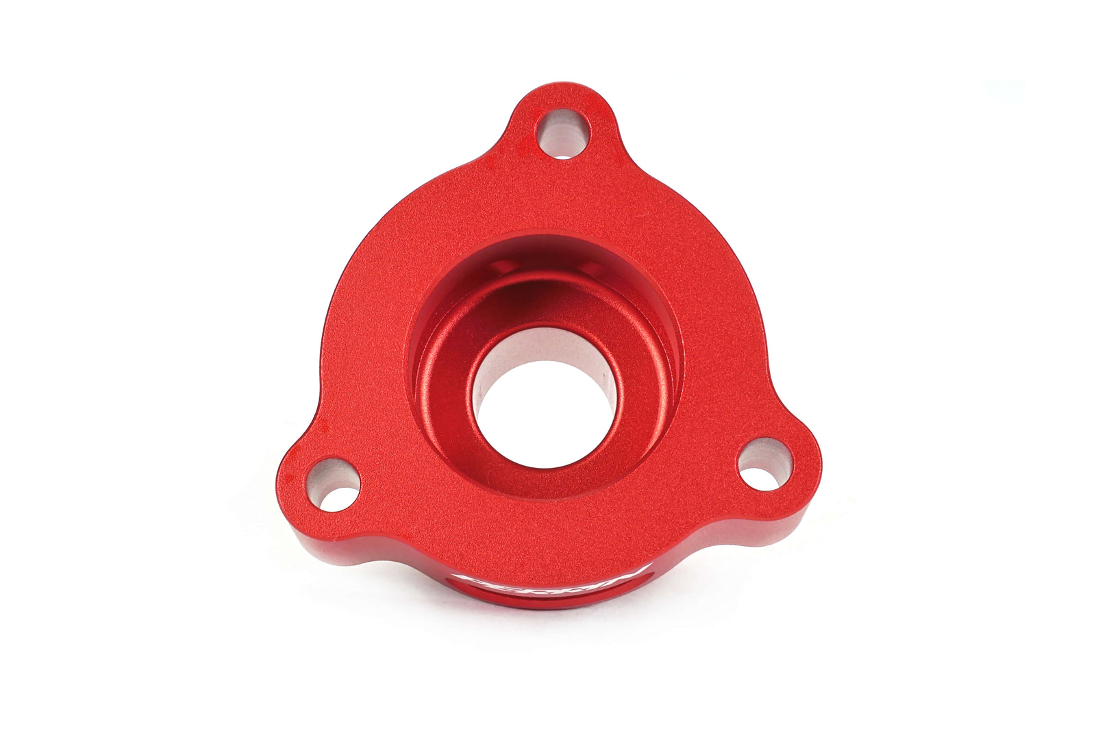 PERRIN Diverter Valve Spacer in red anodized aluminum, studio shot on white background.