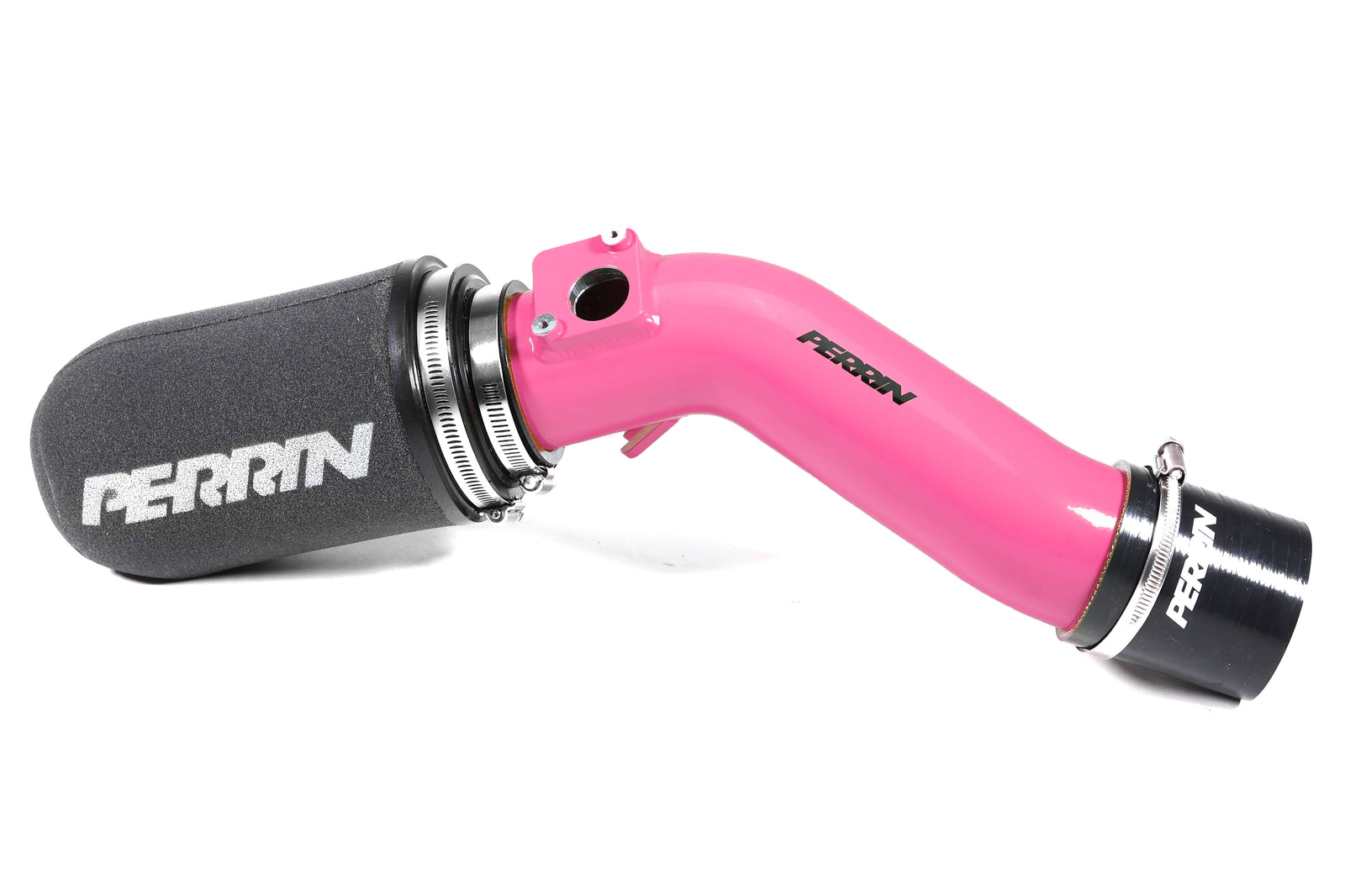 Cold air intake for 2018-2021 STI featuring a vibrant pink design for enhanced performance and airflow.