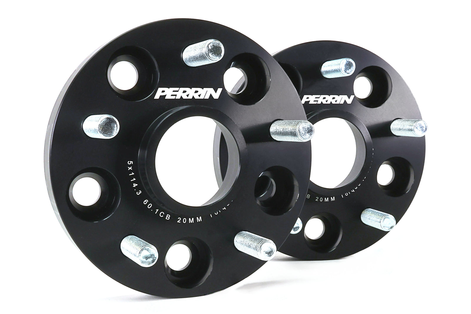 A set of PERRIN 20mm Wheel Spacers for 2023-2026 Toyota GR Corolla, black anodized aluminum.