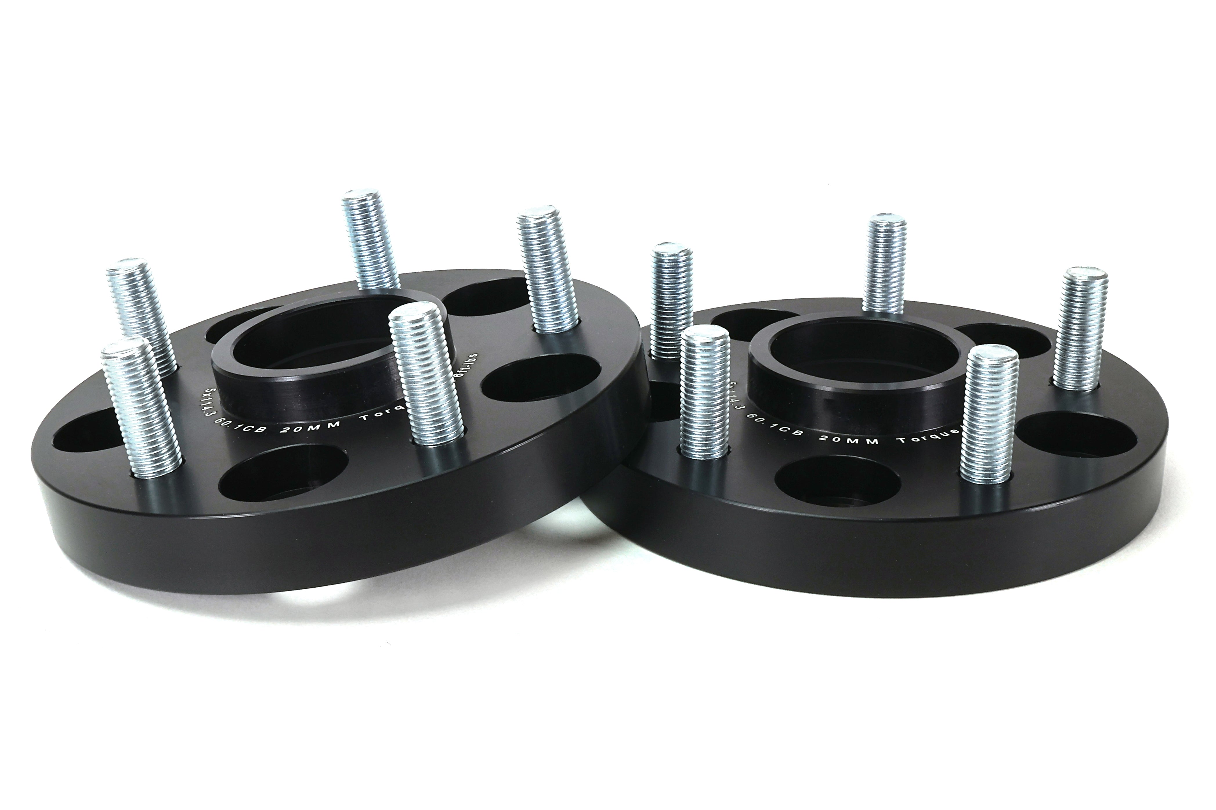 A set of PERRIN 20mm Wheel Spacers for 2023-2026 Toyota GR Corolla, black anodized aluminum.