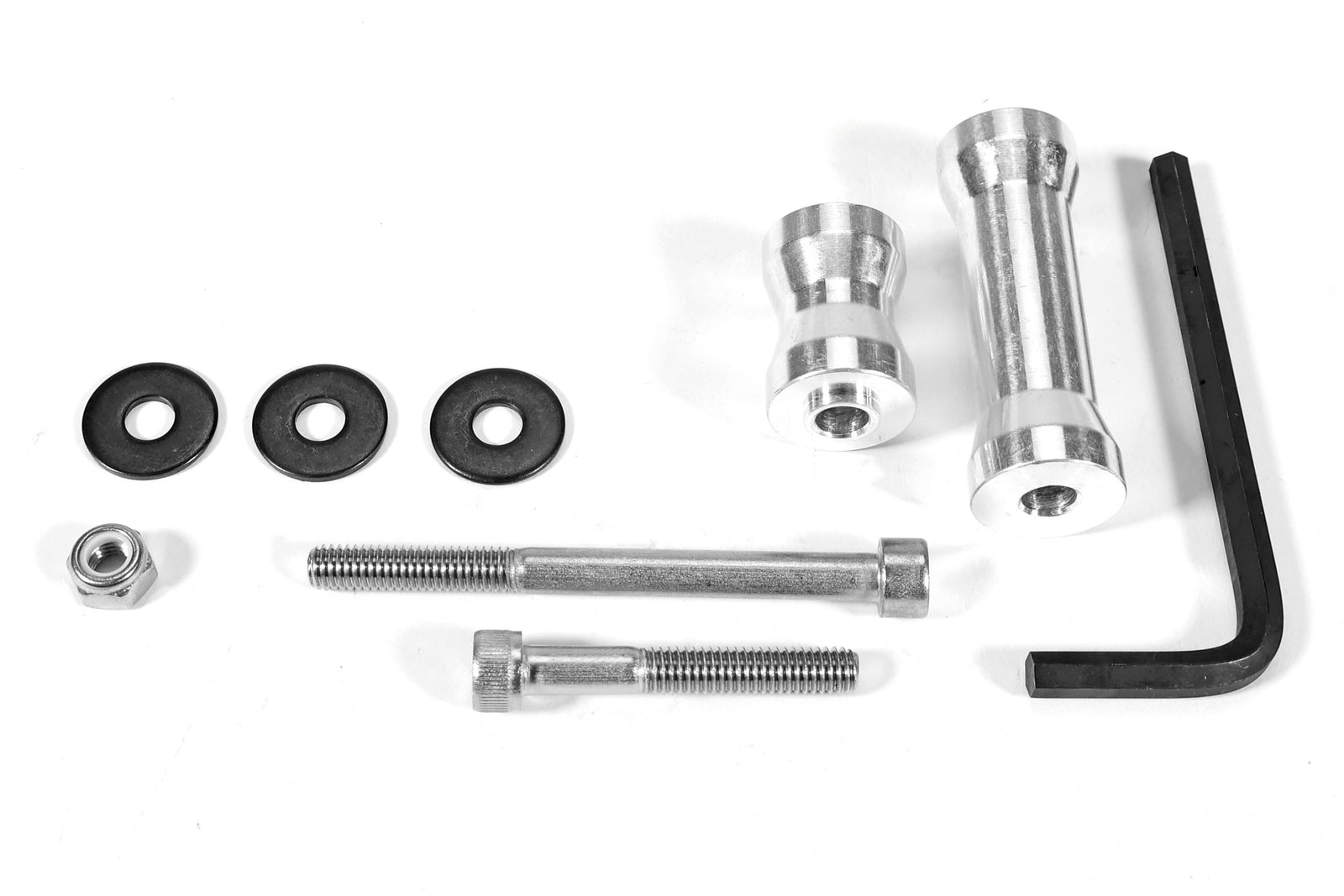 Pulley cover install kit for 2022-2025 WRX, including bolts, washers, and an Allen wrench for easy installation.