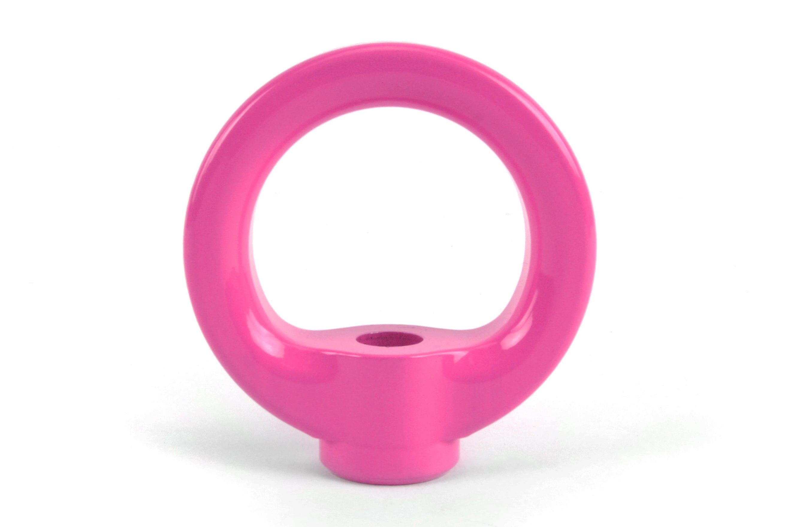 Tow hook upgrade kit in vibrant pink, designed for enhanced towing performance in Subaru, Honda, Nissan, and Toyota vehicles.