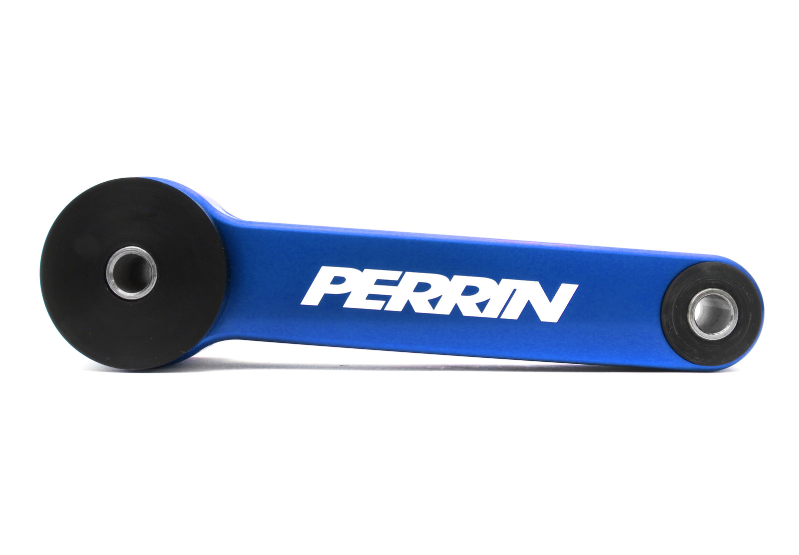 Perrin pitch stop mount in blue, designed for WRX, STI, Impreza, Legacy, Outback, and Crosstrek performance upgrades.