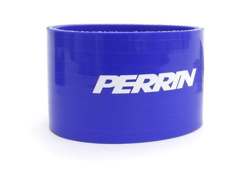 Perrin throttle body coupler kit in vibrant blue, featuring the Perrin logo prominently displayed.