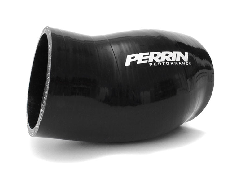Black throttle body coupler kit with a smooth, curved design, featuring the Perrin Performance logo.
