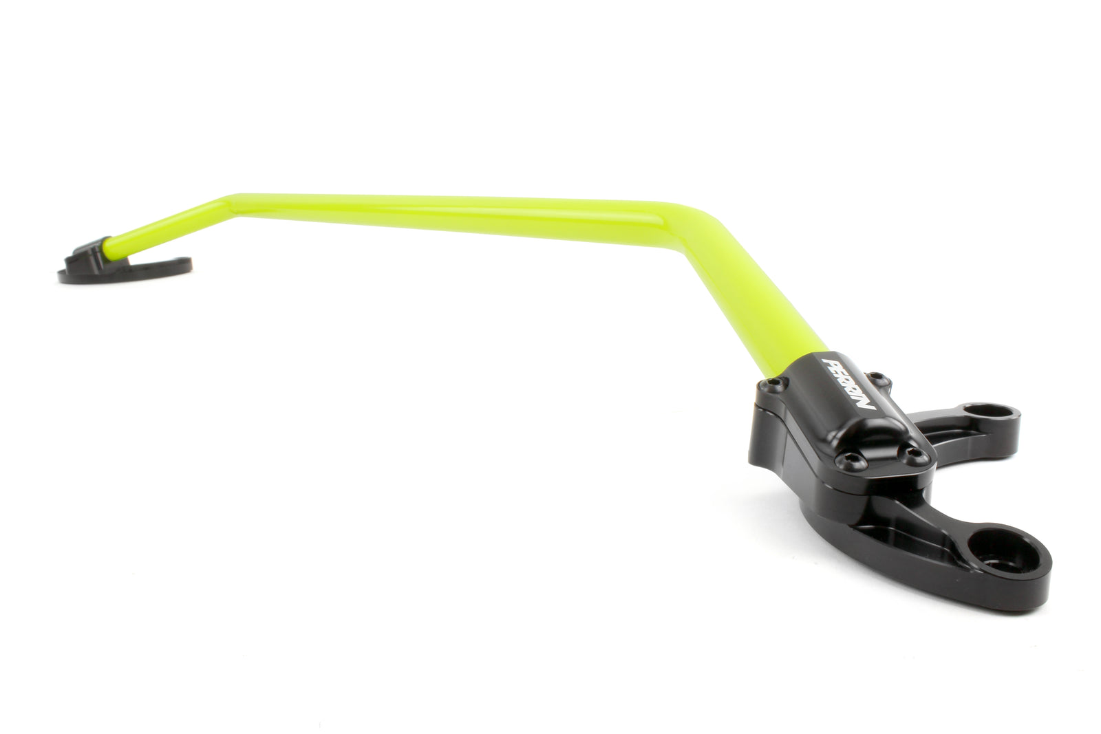 Front strut brace for 2008-2021 WRX, STI, Forester, Legacy, Outback, Crosstrek, and Impreza in vibrant green and black.