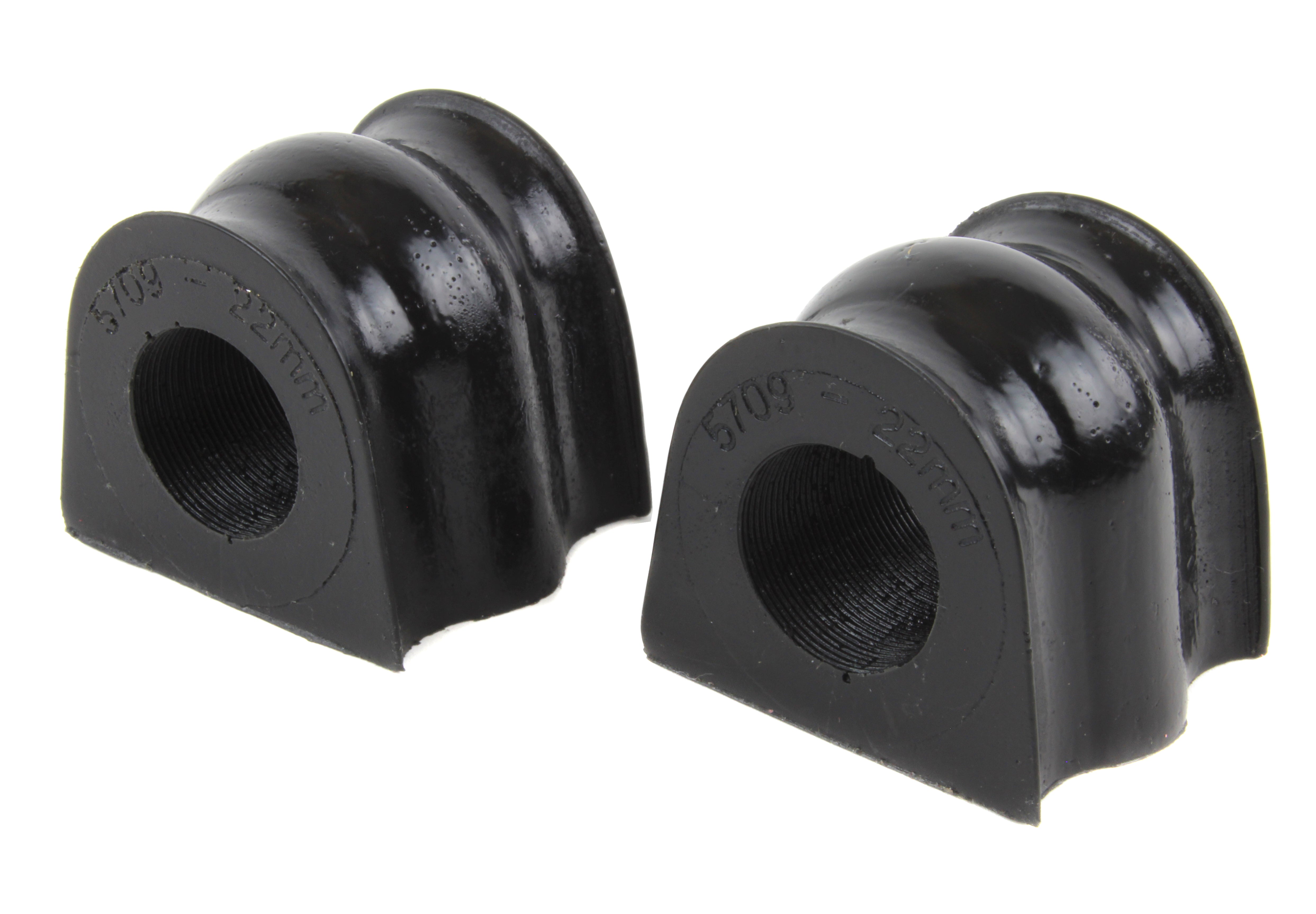 Black 22mm bushings for front swaybar, designed for 2002-2007 Subaru WRX and STI models. Durable performance upgrade.